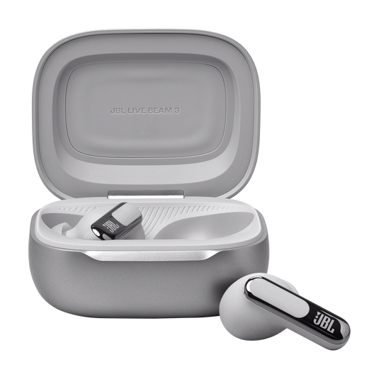 JBL Live Beam 3 ワイヤレスイヤホン シルバー JBL Live Beam 3 | True wireless noise-cancelling closed-stick earbuds
