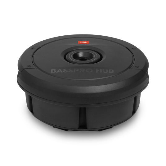JBL BassPro Hub - Black - 11" (279mm) Spare tire subwoofer with built-in 200W RMS amplifier with remote control. - Detailshot 1 image number null