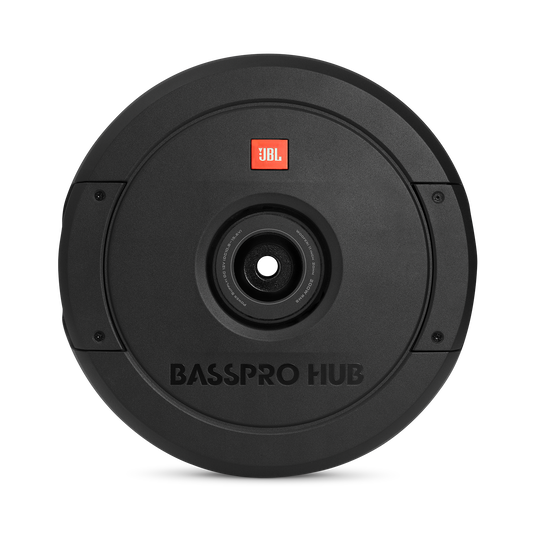 JBL BassPro Hub - Black - 11" (279mm) Spare tire subwoofer with built-in 200W RMS amplifier with remote control. - Front image number null