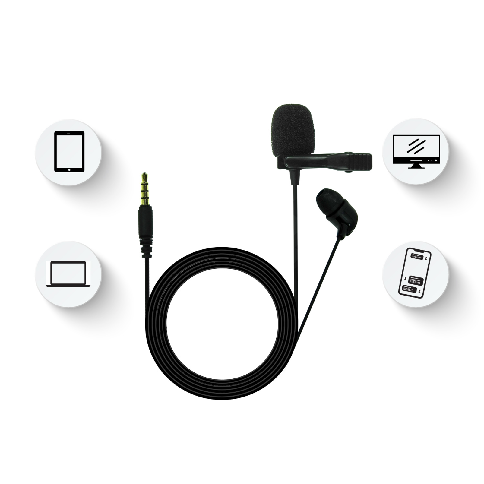 JBLCSLM20 - Black - Lavalier Microphone with Earphone - Detailshot 3